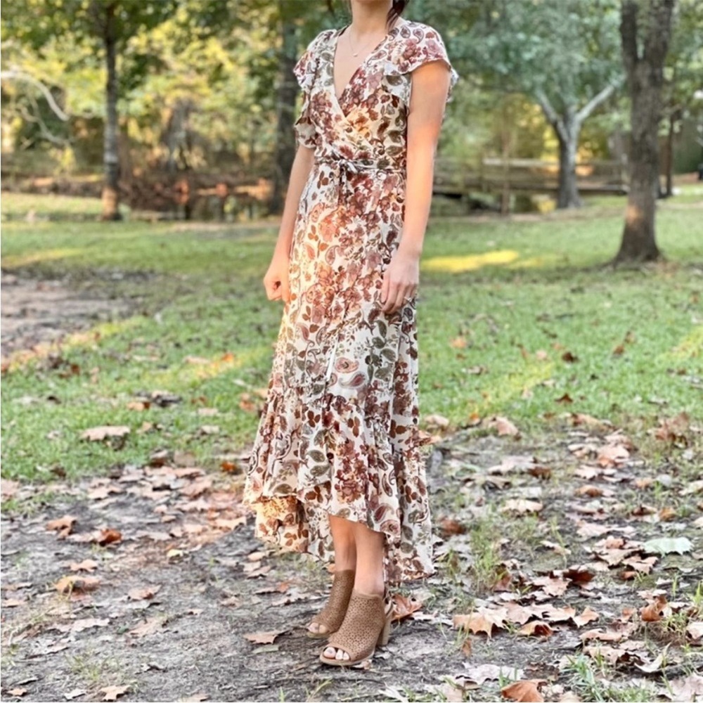 Anthropologie x Drew Terra Vintage Garden Floral Wrap Dress WOMEN Size M NWT